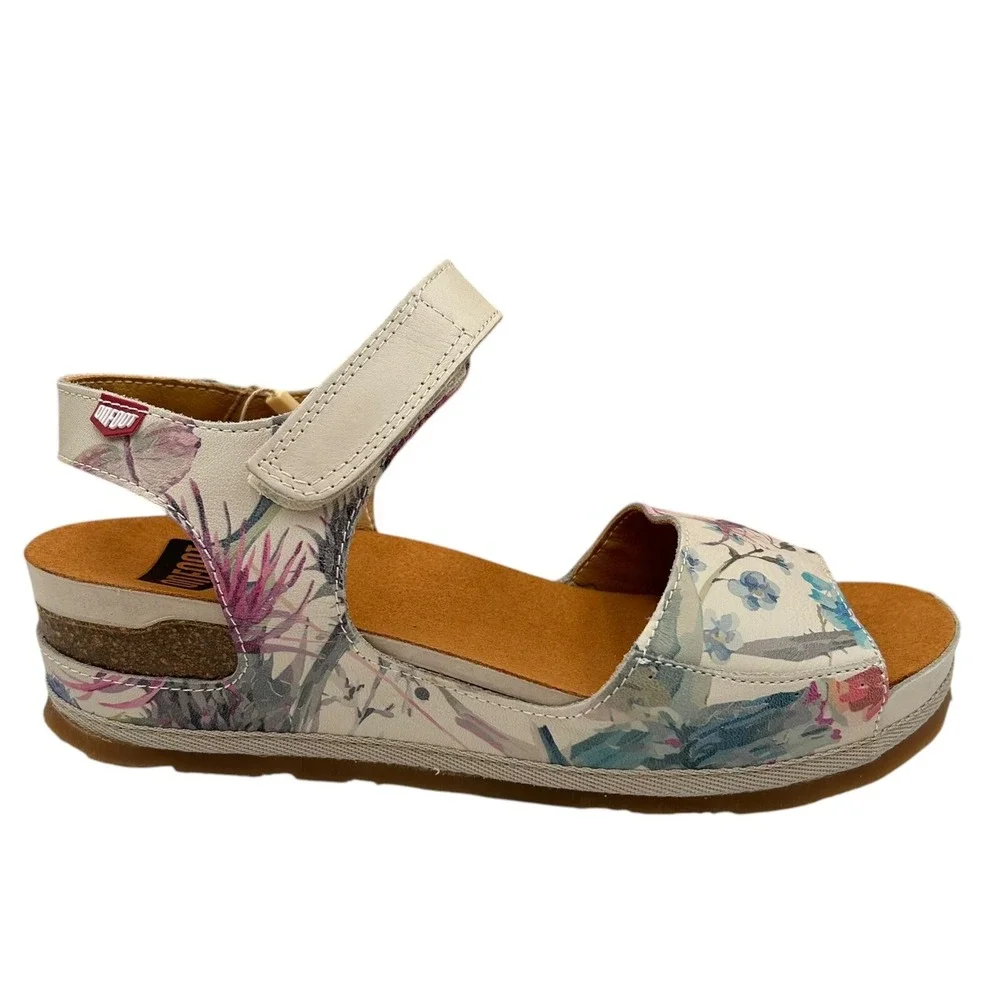 Onfoot Womens‎ Open Toe Leather Sandals Size 9/41 Beige/Multicolor Floral Print